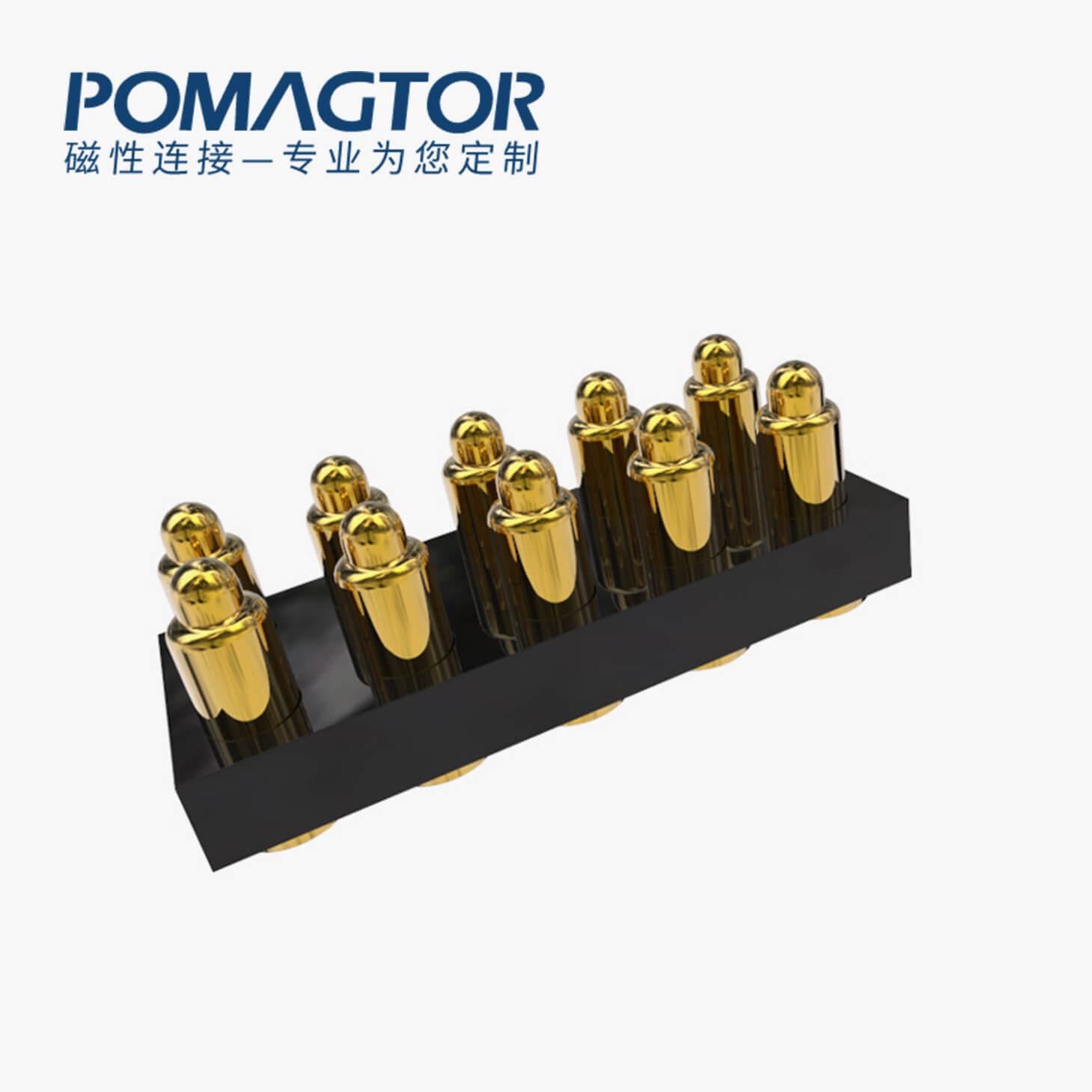 弹簧针连接器 SMT式：10PIN，电镀黄铜Au10u，电压12V，电流3A，工作行程1.0mm:50gfMax，弹力30000次+，工作温度-30°~85°