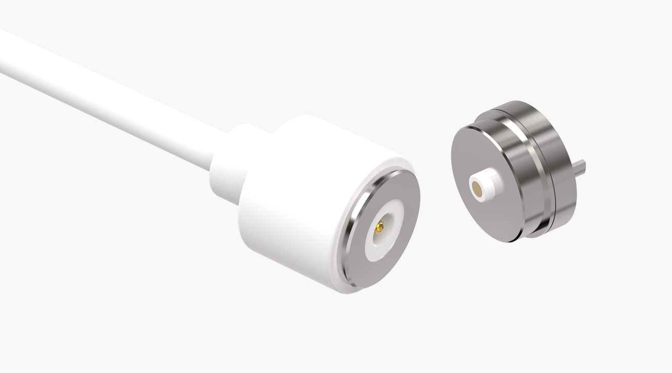 磁吸数据线 圆形磁性系列：2PIN，电镀黄铜Au5u，电压5V，电流3A，工作行程0.8mm:60gfMax，弹力10000次+，工作温度-30&deg;~85&deg;