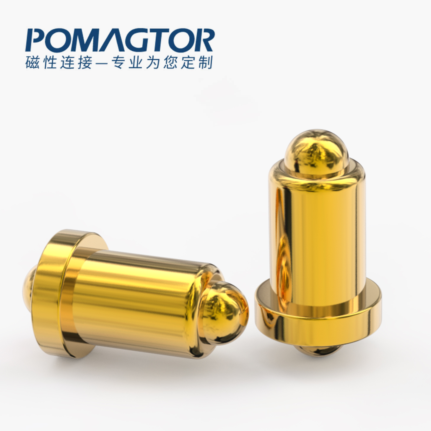 弹簧针 双头式：电镀黄铜Au1u，电压12V，电流1A，弹力10000次+，工作温度-40°~150°