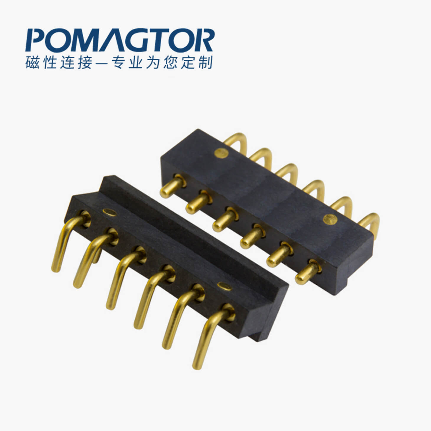 弹簧针连接器 折弯式：6PIN，电镀黄铜Au10u，电压12V，电流1.5A，工作温度-30°~85°