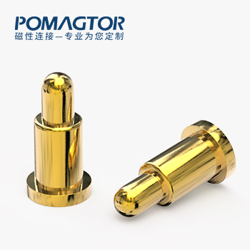 弹簧针 SMT式：电镀黄铜Au1u，电压12V，电流1A，弹力10000次+，工作温度-40°~150°