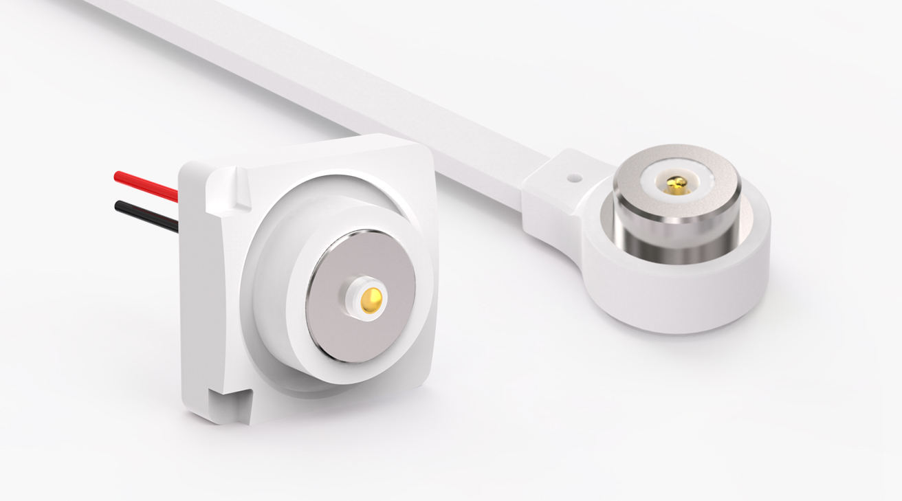 磁吸数据线 圆形磁性系列：2PIN，电镀黄铜Au5u，电压5V，电流2A，工作行程0.8mm:60gfMax，弹力寿命10000次+，工作温度-30&deg;~85&deg;