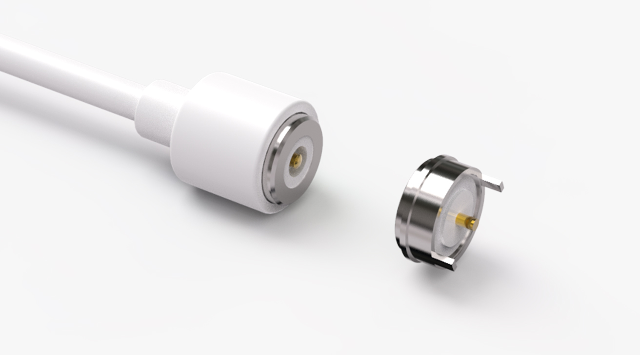 磁吸数据线 圆形磁性系列：2PIN，电镀黄铜Au3u，电压5V，电流2A，工作行程0.8mm:60gfMax，弹力10000次+，工作温度-30&deg;~85&deg;