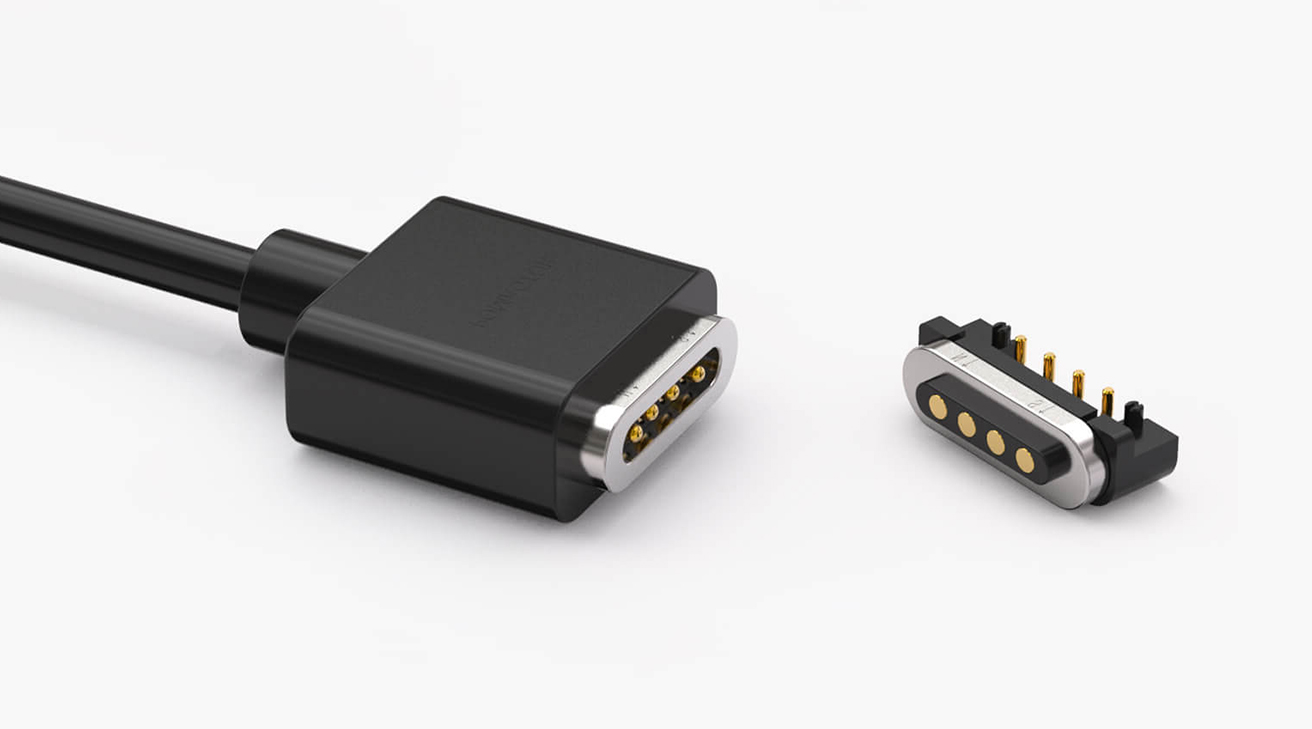 磁吸数据线 跑道形磁性系列：4PIN，电压5V，电流3A，工作行程0.8mm:80gfMax，弹力寿命10000次+，工作温度-30&deg;~85&deg;
