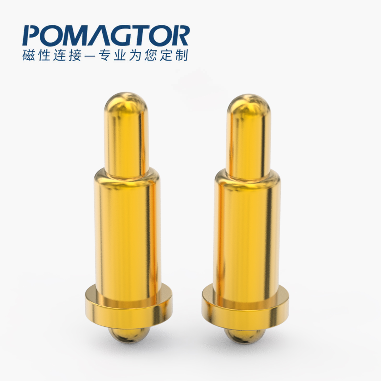 弹簧针 双头式：电镀黄铜Au1u，电压12V，电流1A，弹力10000次+，工作温度-40°~150°