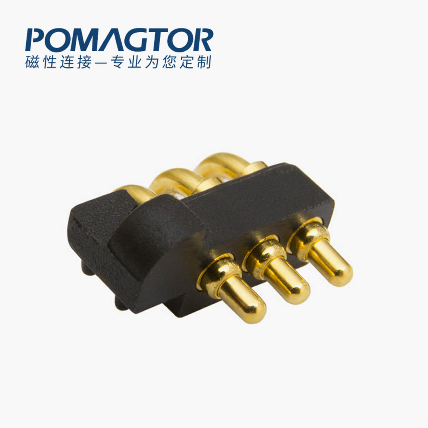 弹簧针连接器 折弯式：3PIN，电镀黄铜Au20u，电压12V，电流8A，工作行程1.0mm:150gfMax，弹力10000次+，工作温度-30°~85°