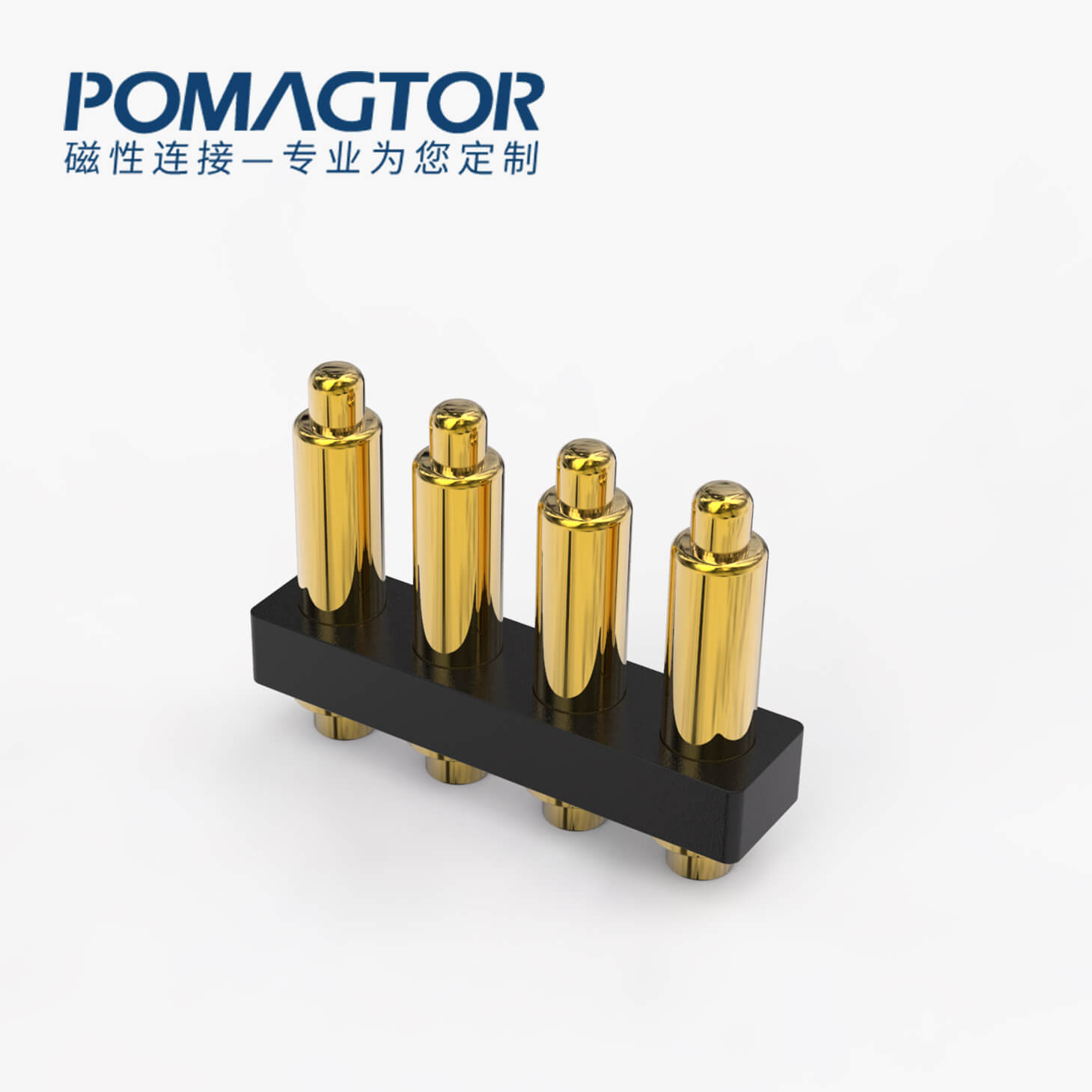 弹簧针连接器 DIP式：4PIN，电镀黄铜Au3u，电压12V，电流1A，工作行程0.6mm:60gfMax，弹力30000次+，工作温度-30°~85°