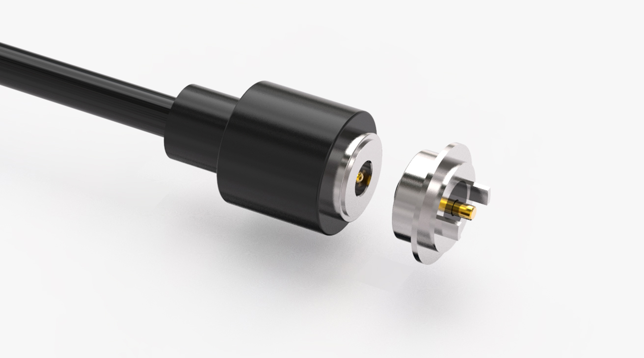 磁吸数据线 圆形磁性系列：2PIN，电压5V，电流3A，工作行程0.8mm:60gfMax，弹力10000次+，工作温度-30&deg;~85&deg;