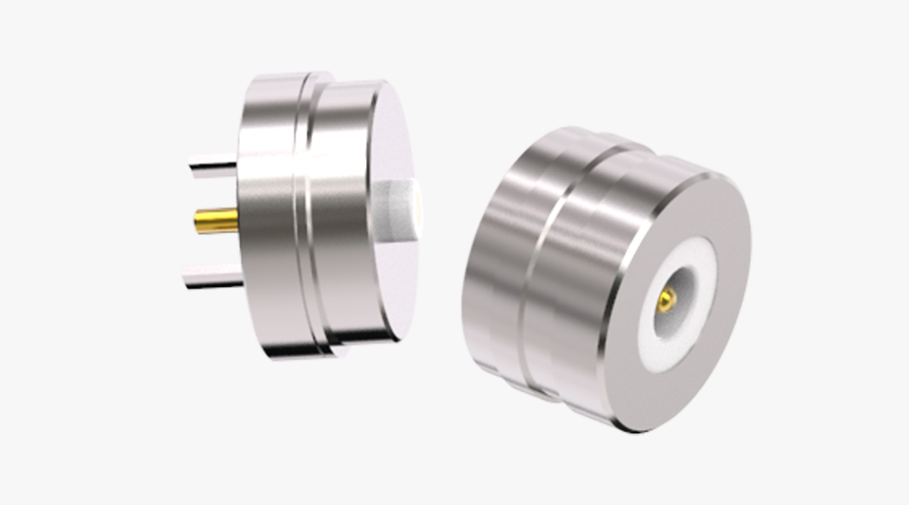 磁吸连接器 圆形磁性系列：2PIN，黄铜Au5u，电压5V，电流3A，工作行程0.8mm:60gfMax，弹力10000次+，工作温度-30&deg;~85&deg;