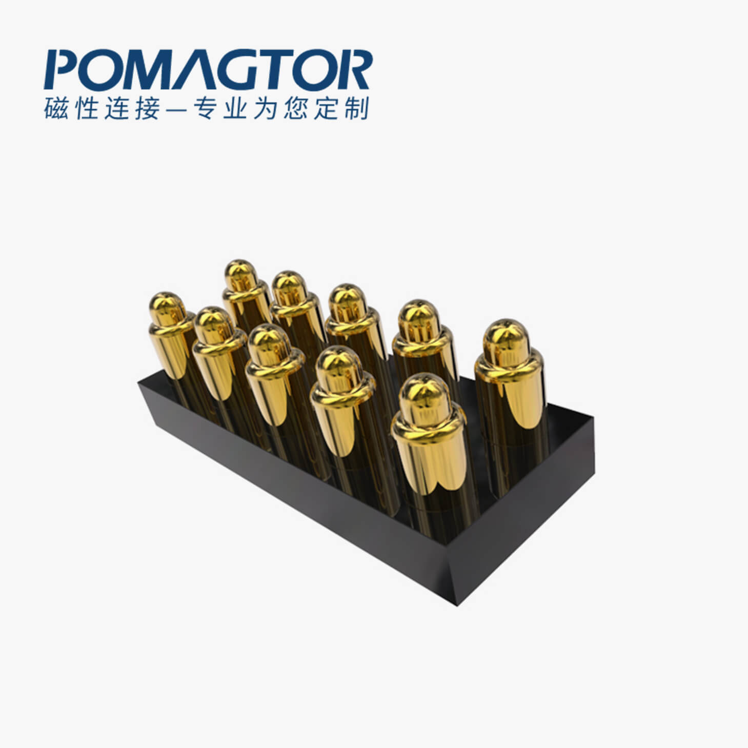 弹簧针连接器 SMT式：10PIN，电镀黄铜Au10u，电压12V，电流3A，工作行程1.0mm:50gfMax，弹力30000次+，工作温度-30°~85°