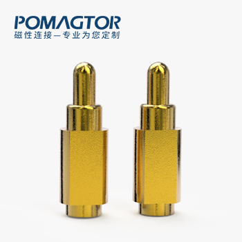 弹簧针 侧帖式：电镀黄铜Au3u，电压12V，电流1A，工作行程0.8mm:150gfMax，弹力10000次+，工作温度-30°~85°