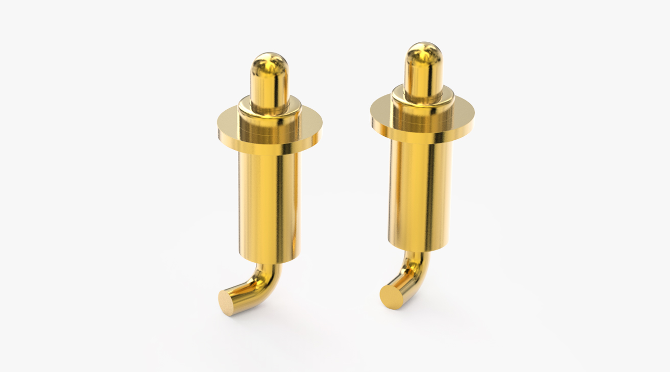 弹簧针 折弯式：电镀黄铜Au5u，电压5V，电流3A，工作行程1.0mm:60&plusmn;15gf，弹力10000次+，工作温度-30&deg;~85&deg;