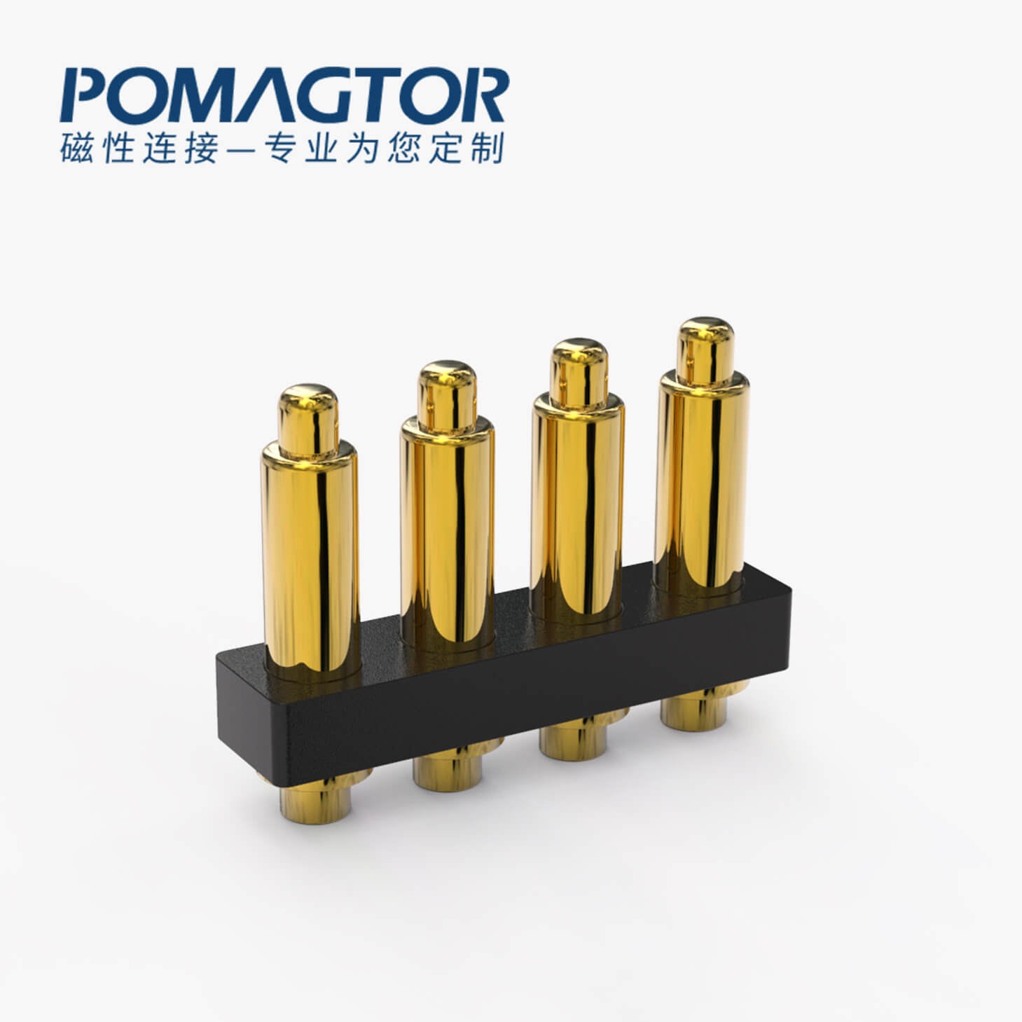 弹簧针连接器 DIP式：4PIN，电镀黄铜Au3u，电压12V，电流1A，工作行程0.6mm:60gfMax，弹力30000次+，工作温度-30°~85°