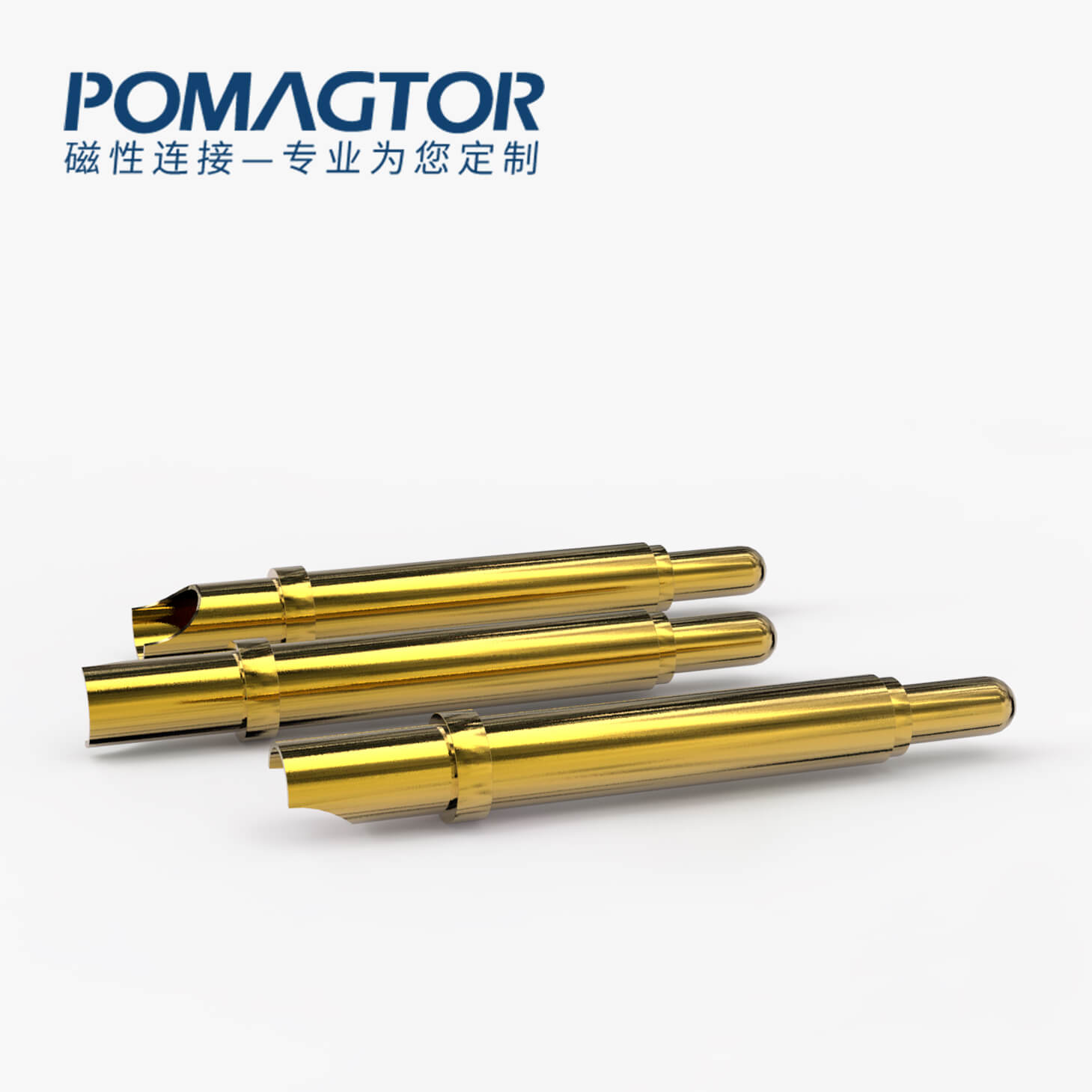 弹簧针 焊线式：电镀黄铜Au50u，电流3A，工作行程1.5mm:140±20gf，弹力50000次+，工作温度-30°~85°