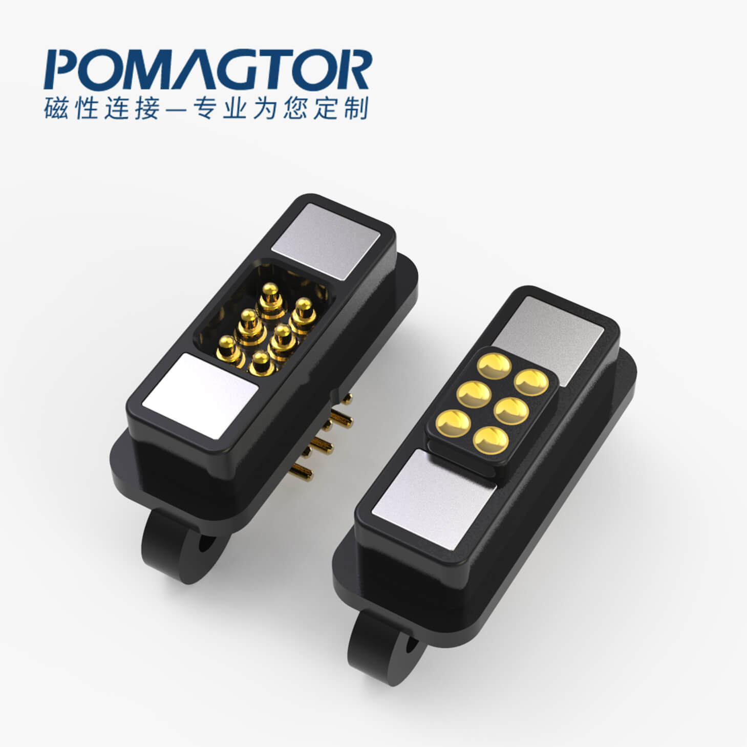 磁吸连接器 TK磁性系列：6PIN，电镀黄铜Au5u，电压5V，电流2A