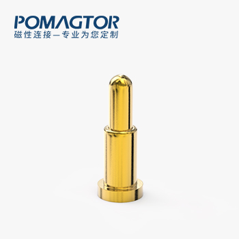 弹簧针 SMT式：电镀黄铜Au1u，电压12V，电流1.2A，工作行程0.95mm:150gf，弹力30000次+，工作温度-30°~85°