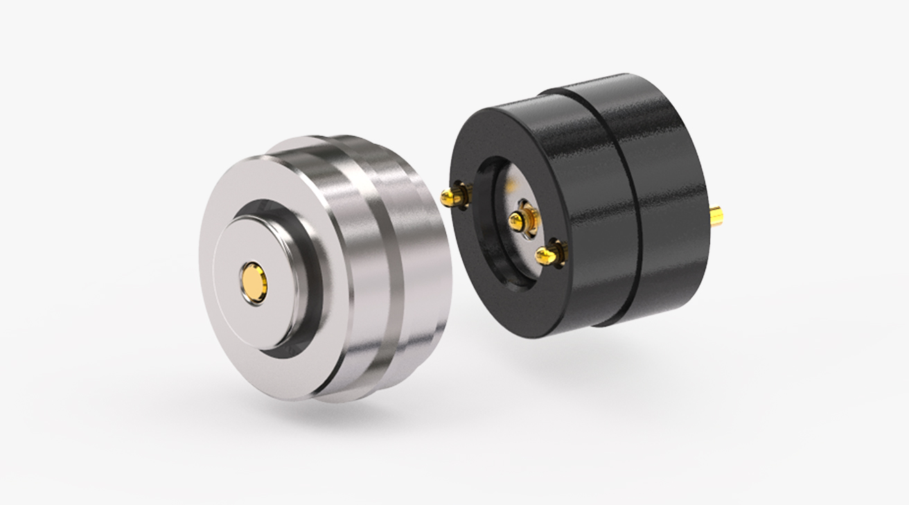 磁吸连接器 圆形磁性系列：2PIN，黄铜Au3u，电压5V，电流2A，工作温度-30&deg;~85&deg;