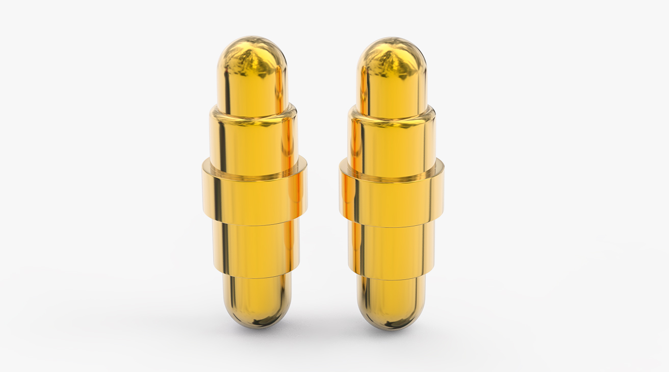弹簧针 双头式：电镀黄铜Au1u，电压12V，电流1A，弹力10000次+，工作温度-40&deg;~150&deg;
