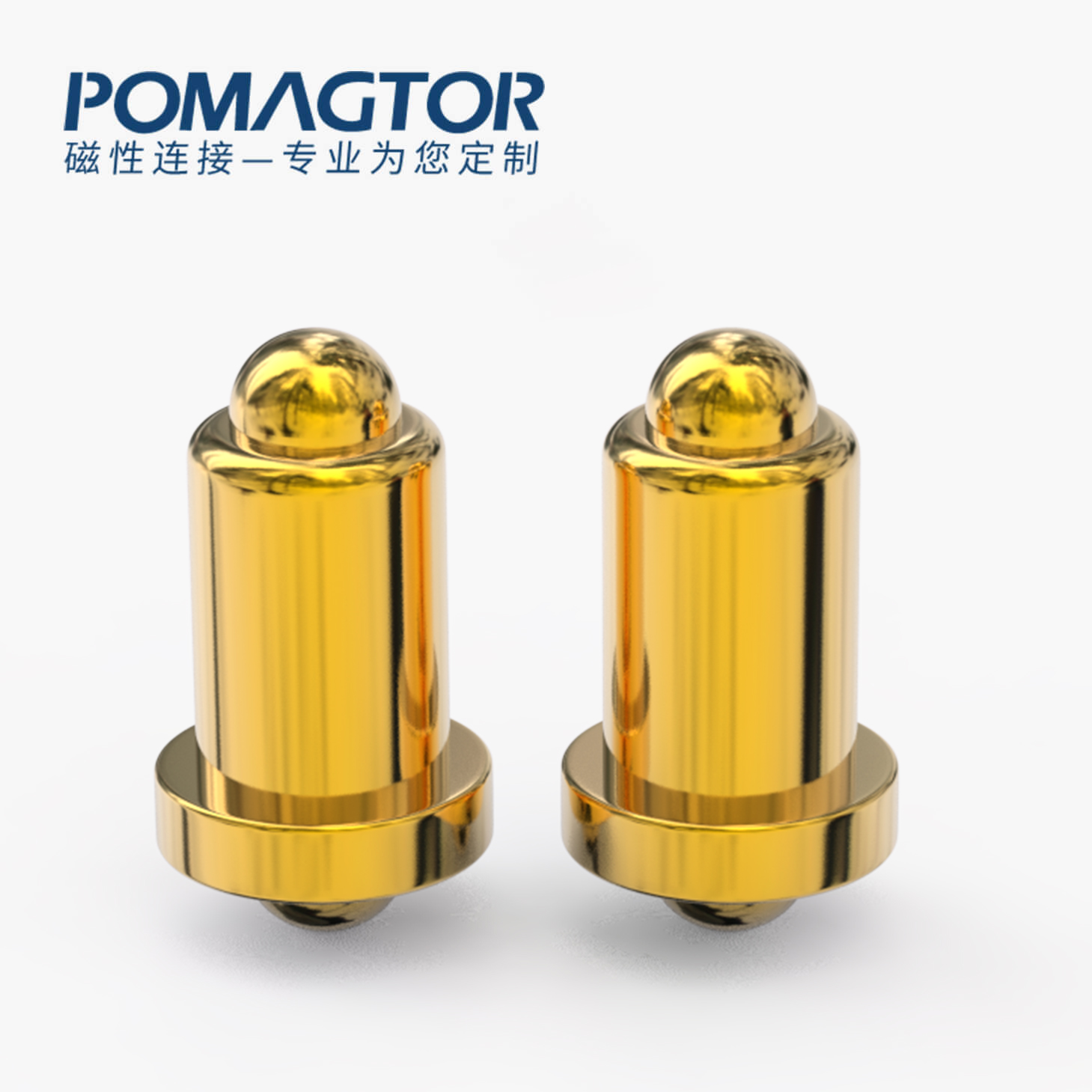 弹簧针 双头式：电镀黄铜Au1u，电压12V，电流1A，弹力10000次+，工作温度-40°~150°