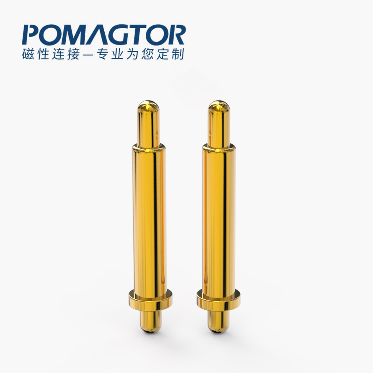 弹簧针 双头式：电镀黄铜Au1u，电压12V，电流1A，弹力10000次+，工作温度-40°~150°