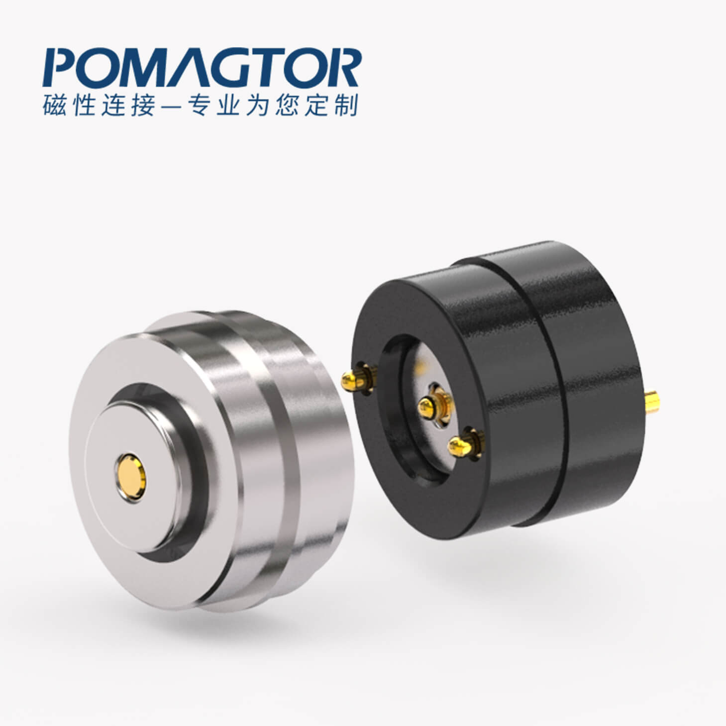 磁吸连接器 圆形磁性系列：2PIN，黄铜Au3u，电压5V，电流2A，工作温度-30°~85°