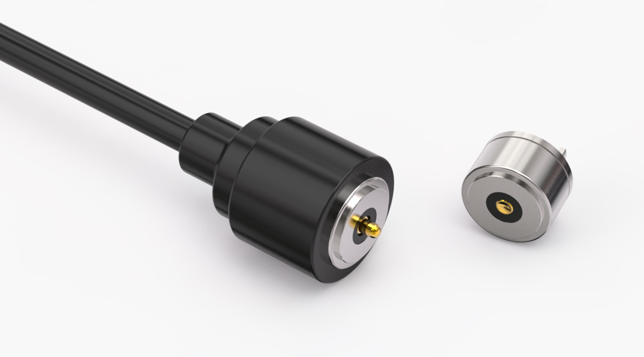 磁吸数据线 圆形磁性系列：2PIN，电镀黄铜Au5u，电压12V，电流2A，工作行程1.1mm:80&plusmn;20gf，弹力寿命10000次+，工作温度-30&deg;~85&deg;