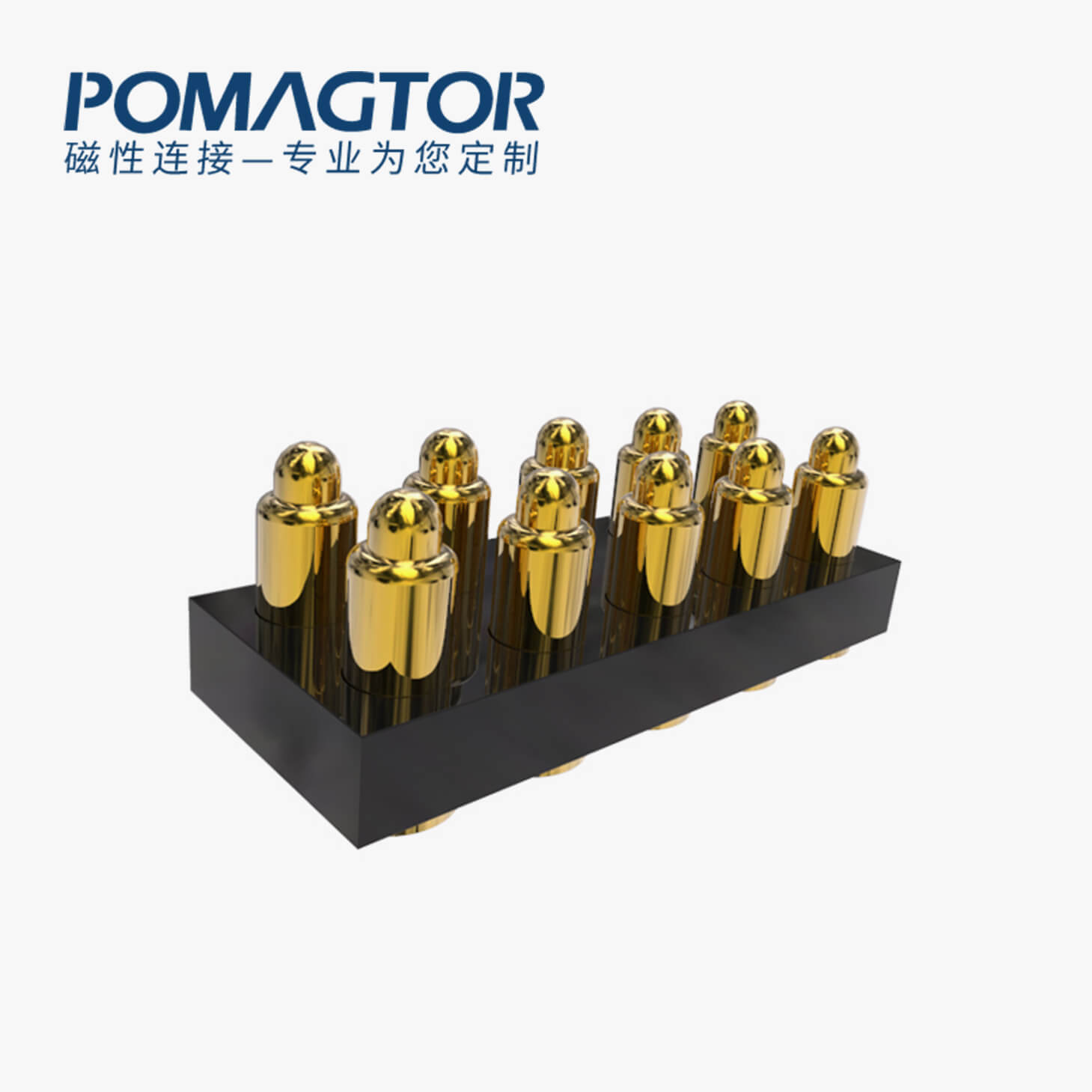 弹簧针连接器 SMT式：10PIN，电镀黄铜Au10u，电压12V，电流3A，工作行程1.0mm:50gfMax，弹力30000次+，工作温度-30°~85°