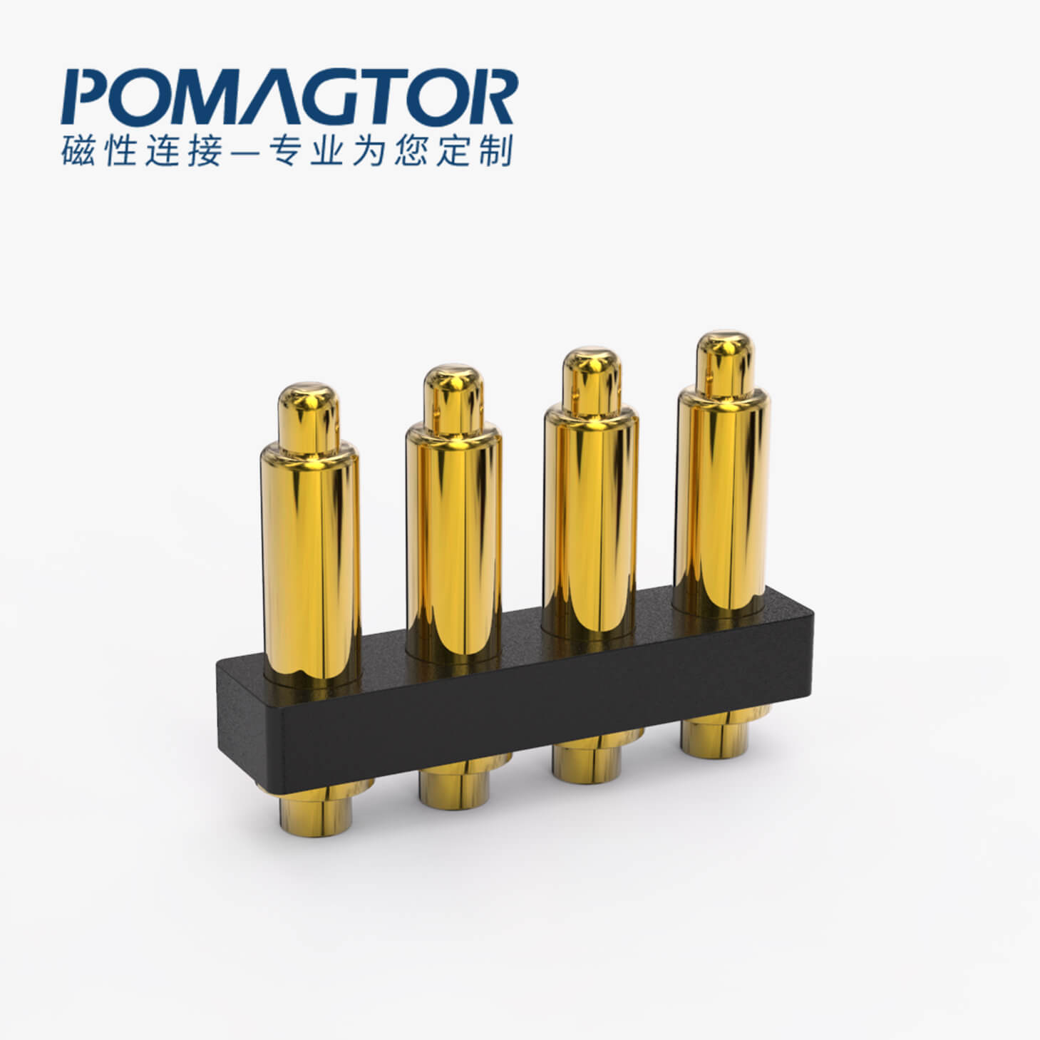 弹簧针连接器 DIP式：4PIN，电镀黄铜Au3u，电压12V，电流1A，工作行程0.6mm:60gfMax，弹力30000次+，工作温度-30°~85°