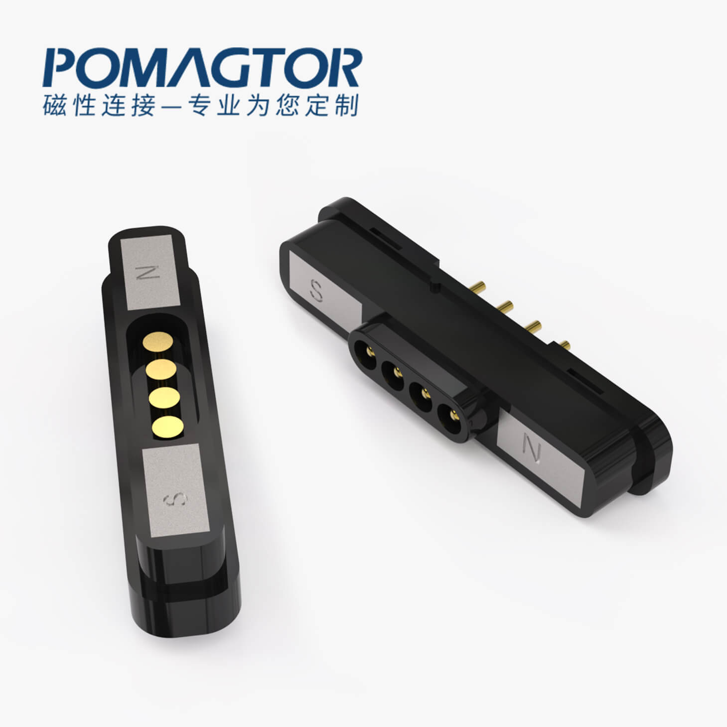 磁吸连接器 TK磁性系列：4PIN，电镀黄铜Au5u，电压12V，电流2A，工作行程0.8mm:50±20gf，弹力30000次+，工作温度-30°~85°