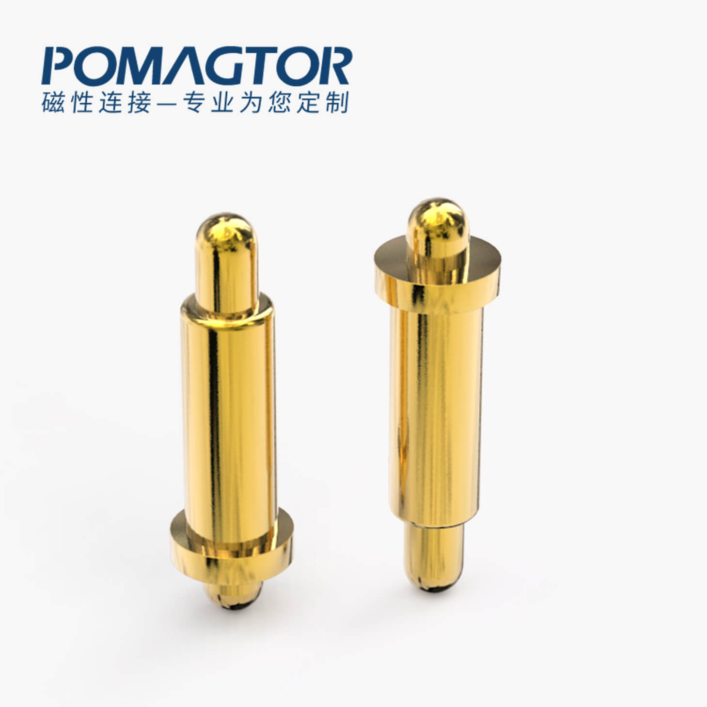弹簧针 双头式：电镀黄铜Au1u，电压12V，电流1A，弹力10000次+，工作温度-40°~150°