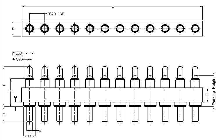 12Pin 弹簧针连接器 插件式 图纸