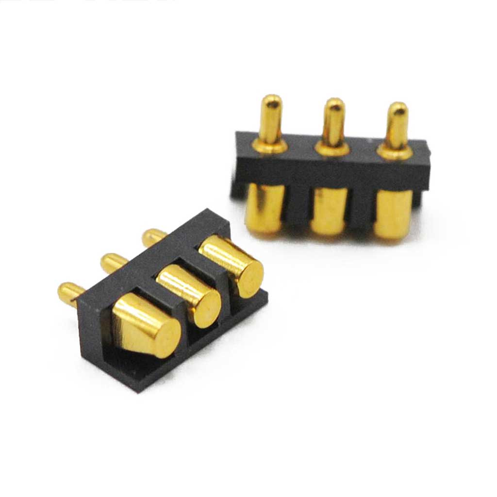 3 pin spring pin connector, side mount, 1.0mm working height