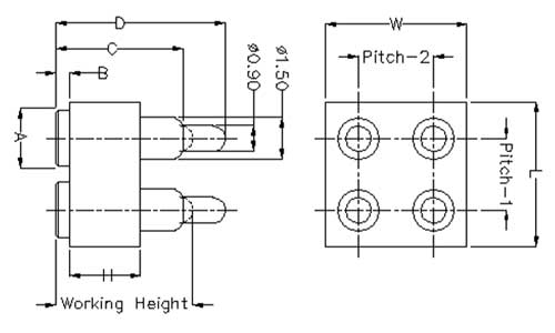 4Pin 弹簧针连接器 双排