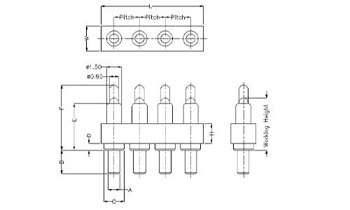 4Pin 弹簧针连接器 插件式 图纸