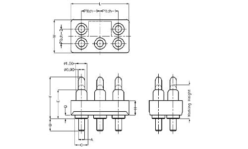 5Pin 弹簧针连接器 双排