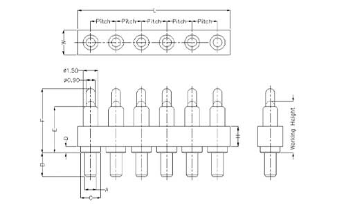 6Pin 弹簧针连接器 插件式 图纸