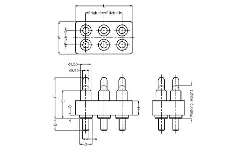 6Pin 弹簧针连接器 双排