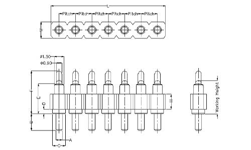 7Pin 弹簧针连接器 插件式 图纸
