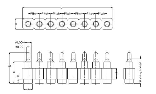 8Pin 弹簧针连接器 平底式 图纸