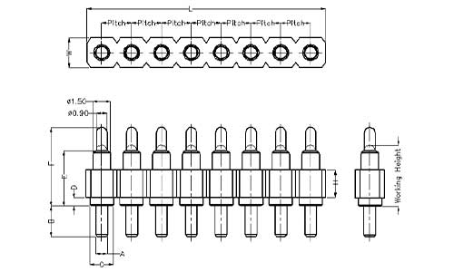 8Pin 弹簧针连接器 插件式 图纸